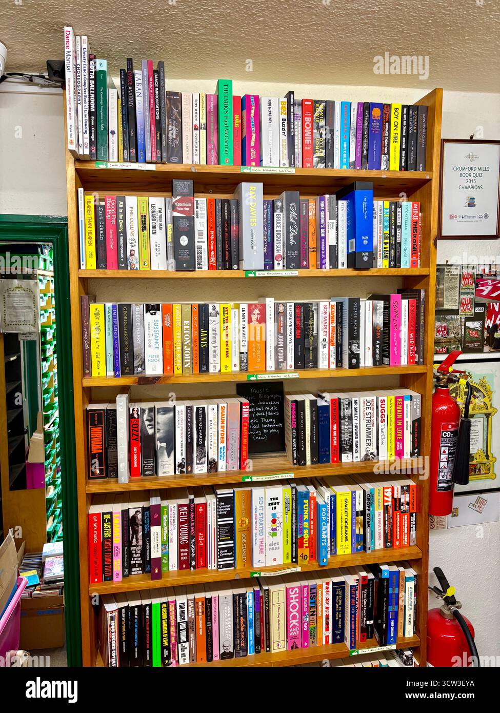 Scarthin books bookstore in Cromford,Derbyshire, interior of the bookshop with books on display, England,UK - Smartphone Captured Stock Image