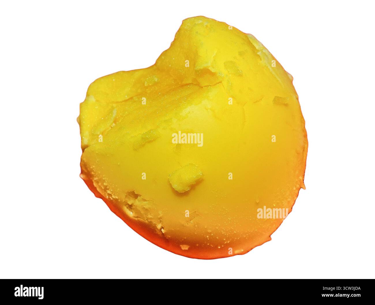 Boiled chicken egg yolk isolated on white Stock Photo