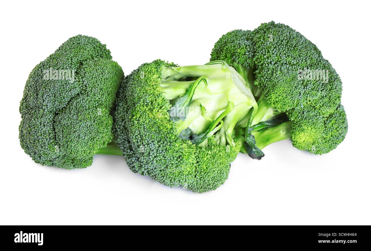 Fresh raw green broccoli isolated on white Stock Photo