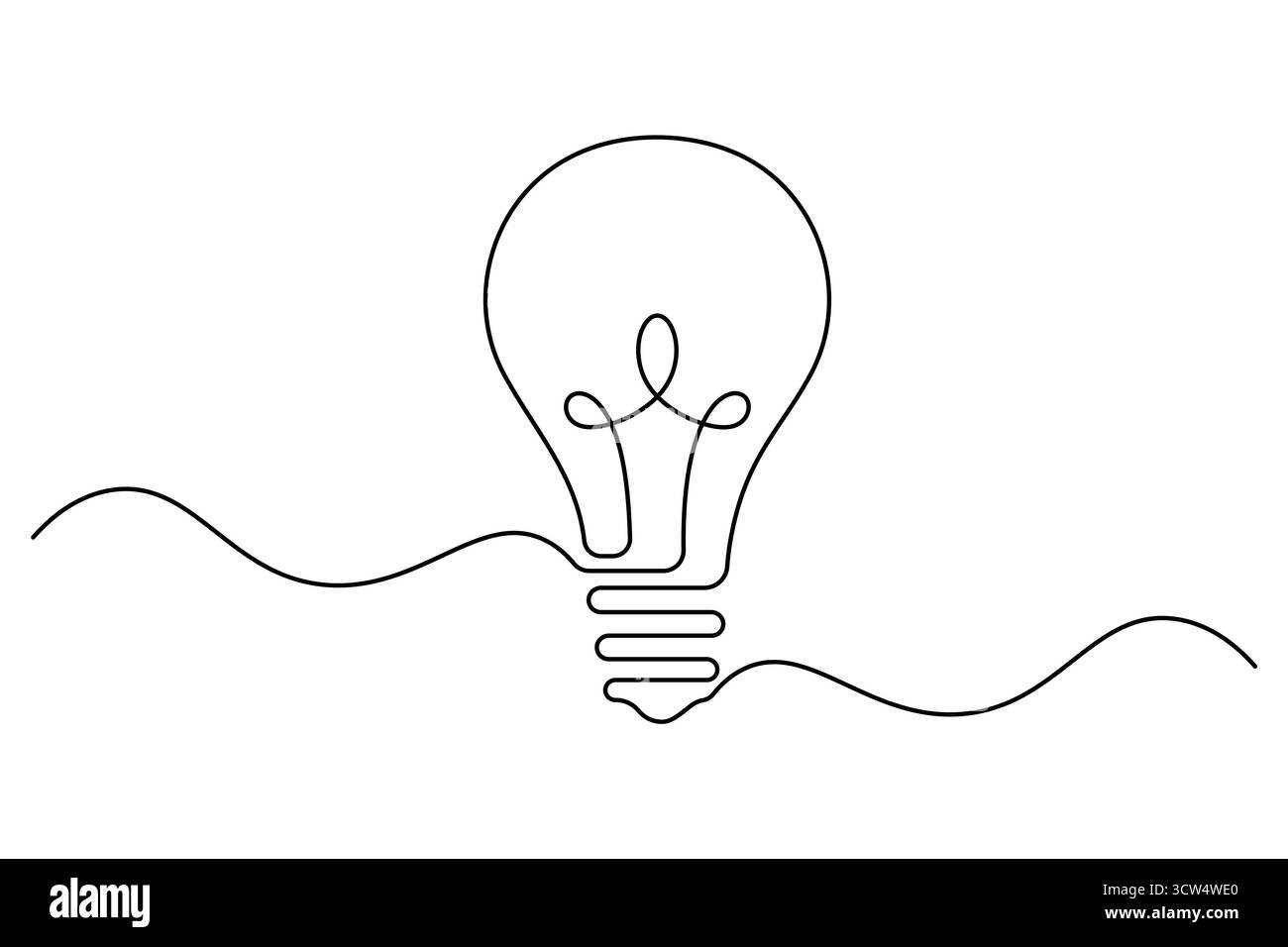Single Line Art Light Bulb Vector Minimalist Creative Idea Icon Design. Stock Vector