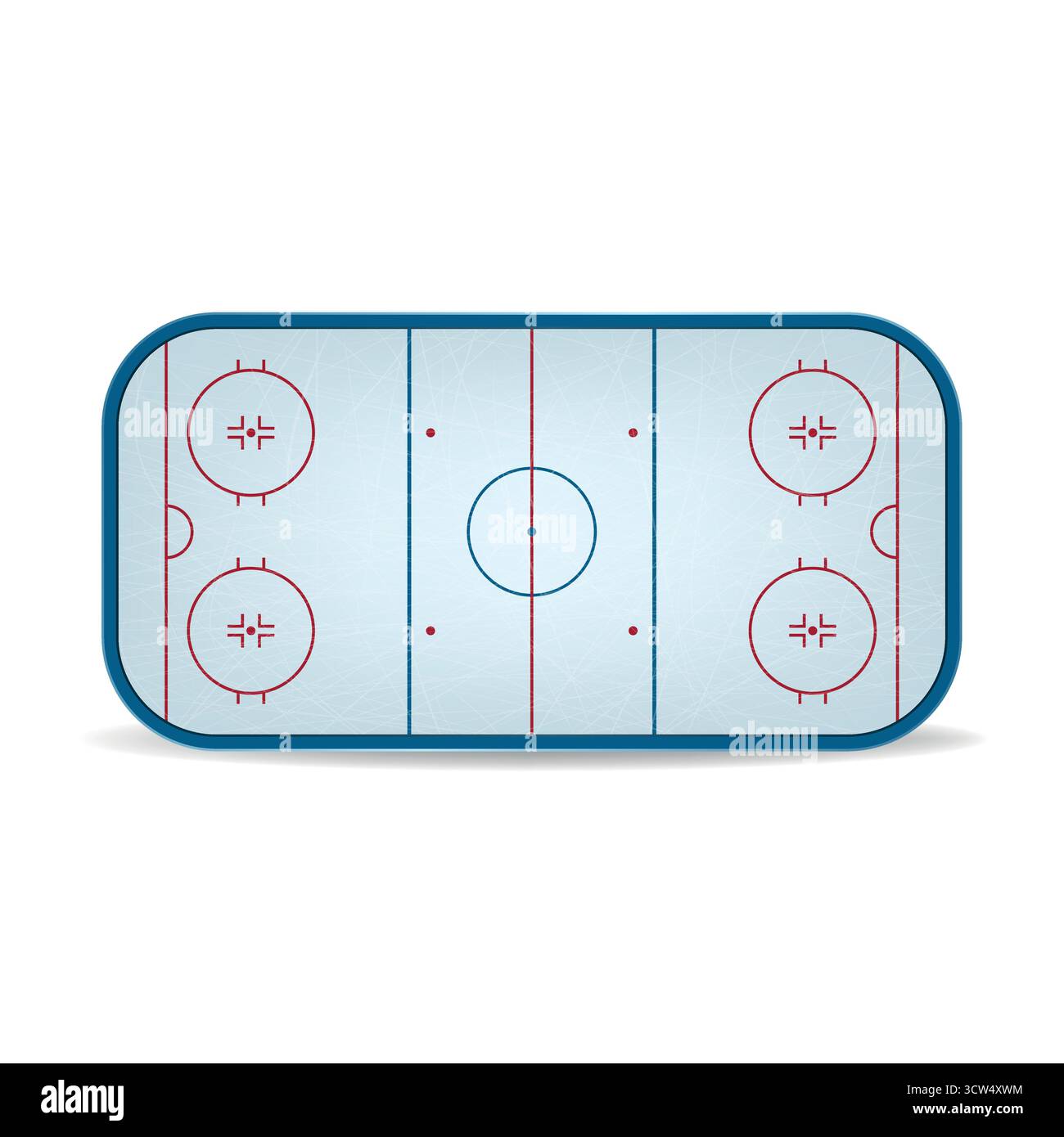 Ice Hockey Rink Surface With Lines Circles Crease And Goals