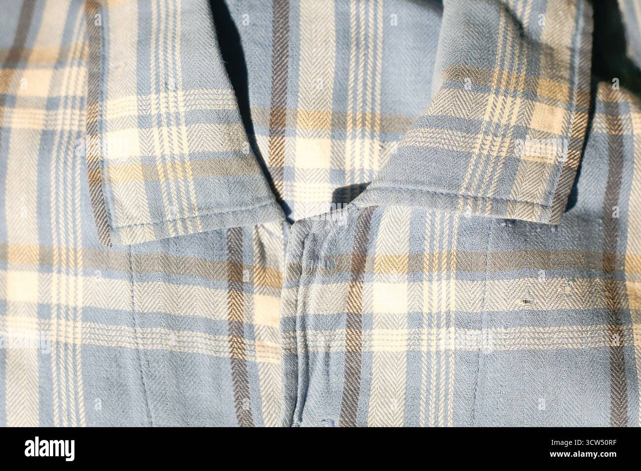 close up flannel shirt collar Stock Photo