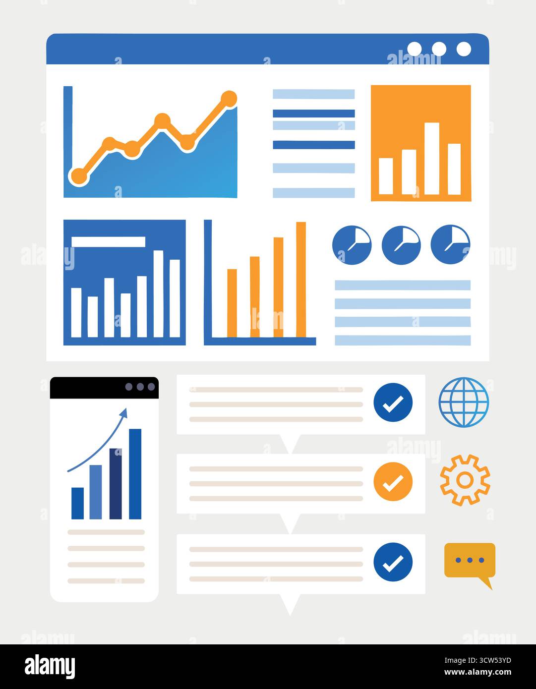 Analyzing growth and progress through modern data visualization with clean lines and minimalist design. Stock Vector