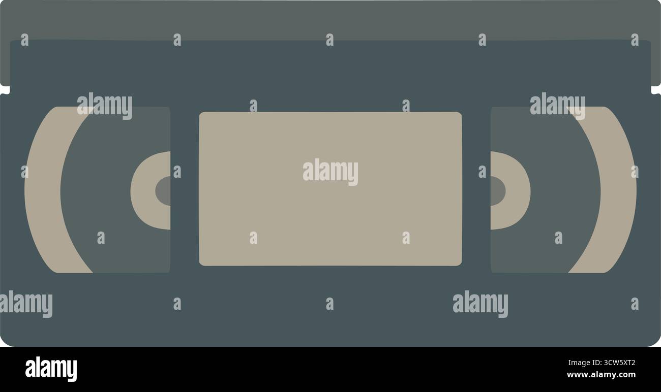 A retro videotape with clear hubs and a central label window evokes home movie nostalgia in crisp vector lines Stock Vector