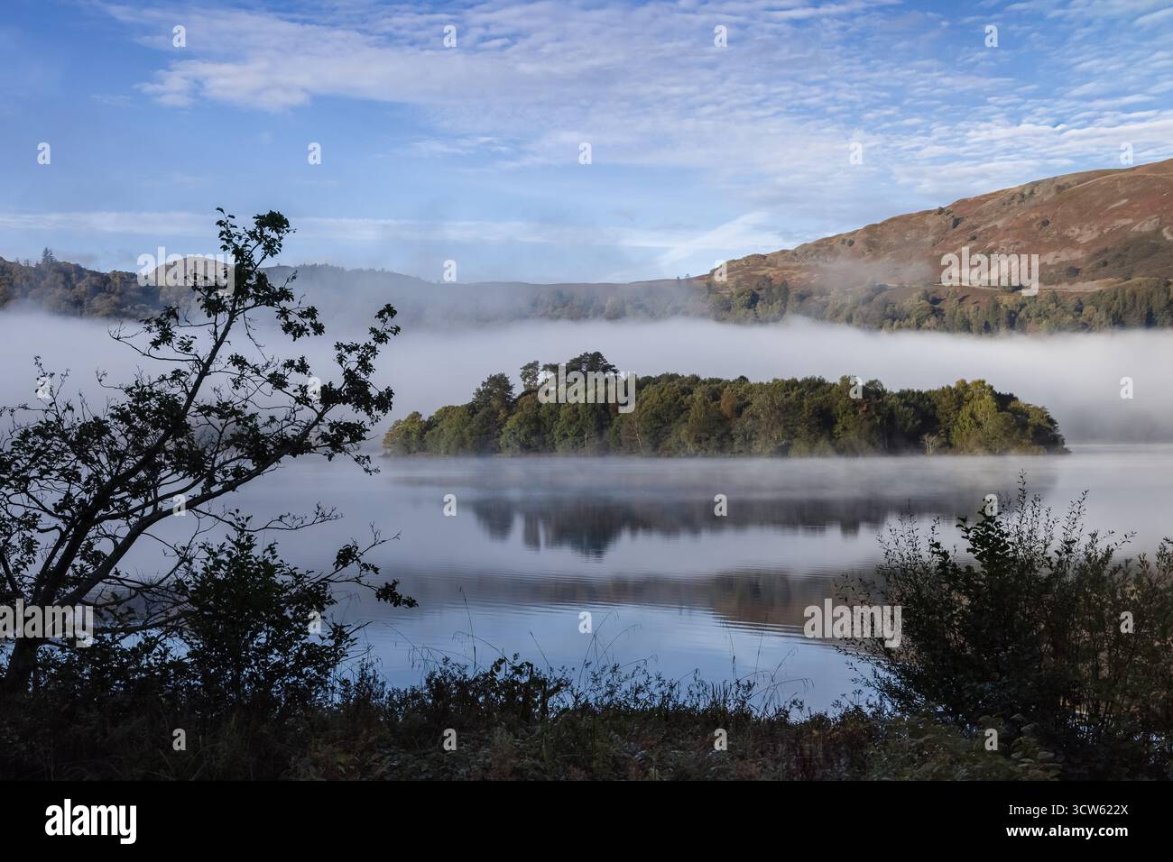 Misty views across Grasmere Stock Photo