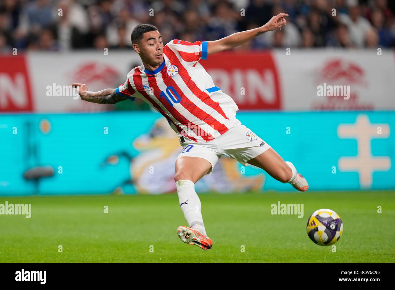 Paraguay s Miguel Almiron Shoots To Score During The Friendly Soccer paraguay-s-miguel-almiron-shoots-to-score-during-the-friendly-soccer