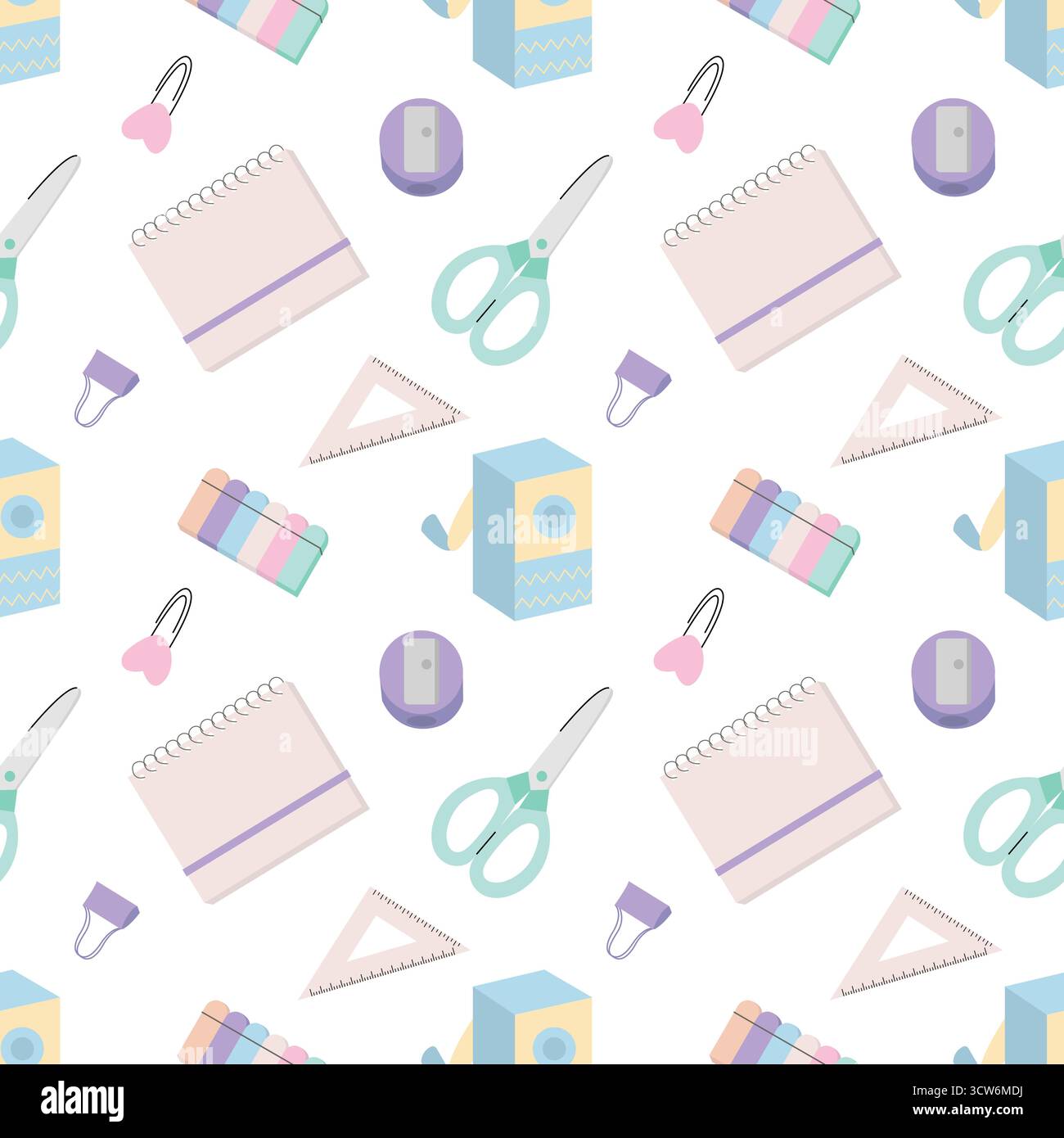 Stationery flat vector seamless pattern Stock Vector