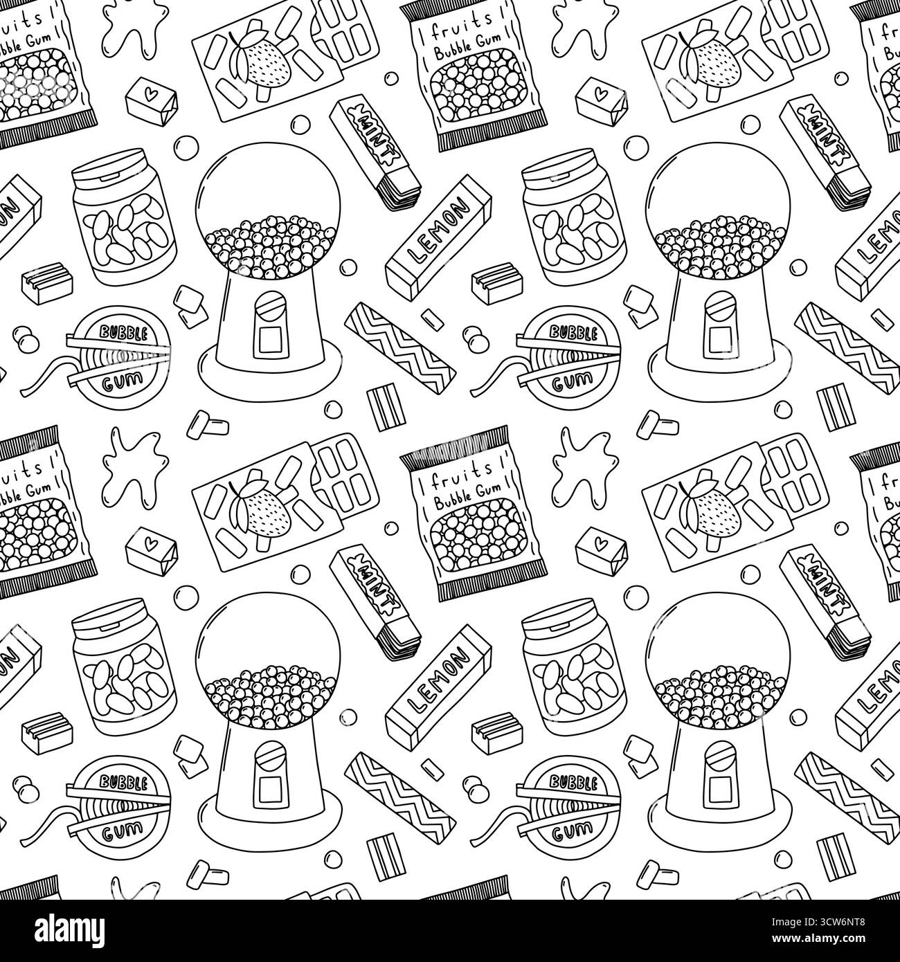 Bubble gum seamless pattern  Stock Vector