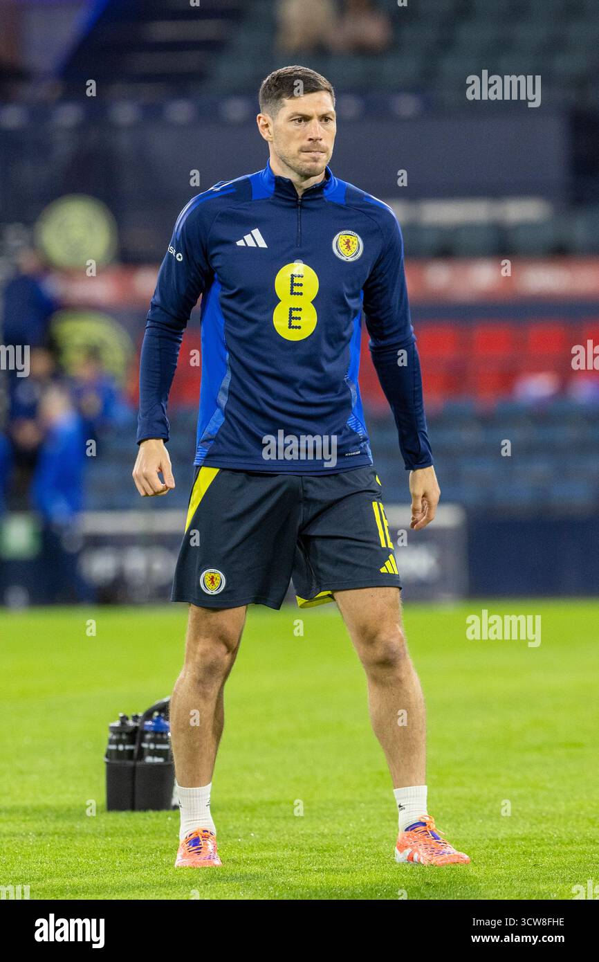 Scott McKenna, professional football player, playing for the Scotland national team. Image taken during a prematch training and warm up session. Stock Photo