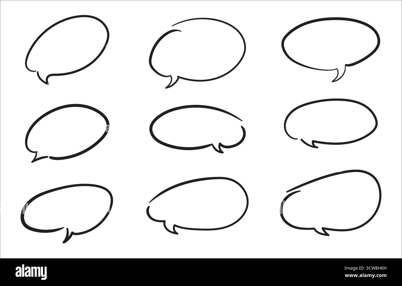 Hand drawn speech bubbles set. Vector illustration Stock Vector