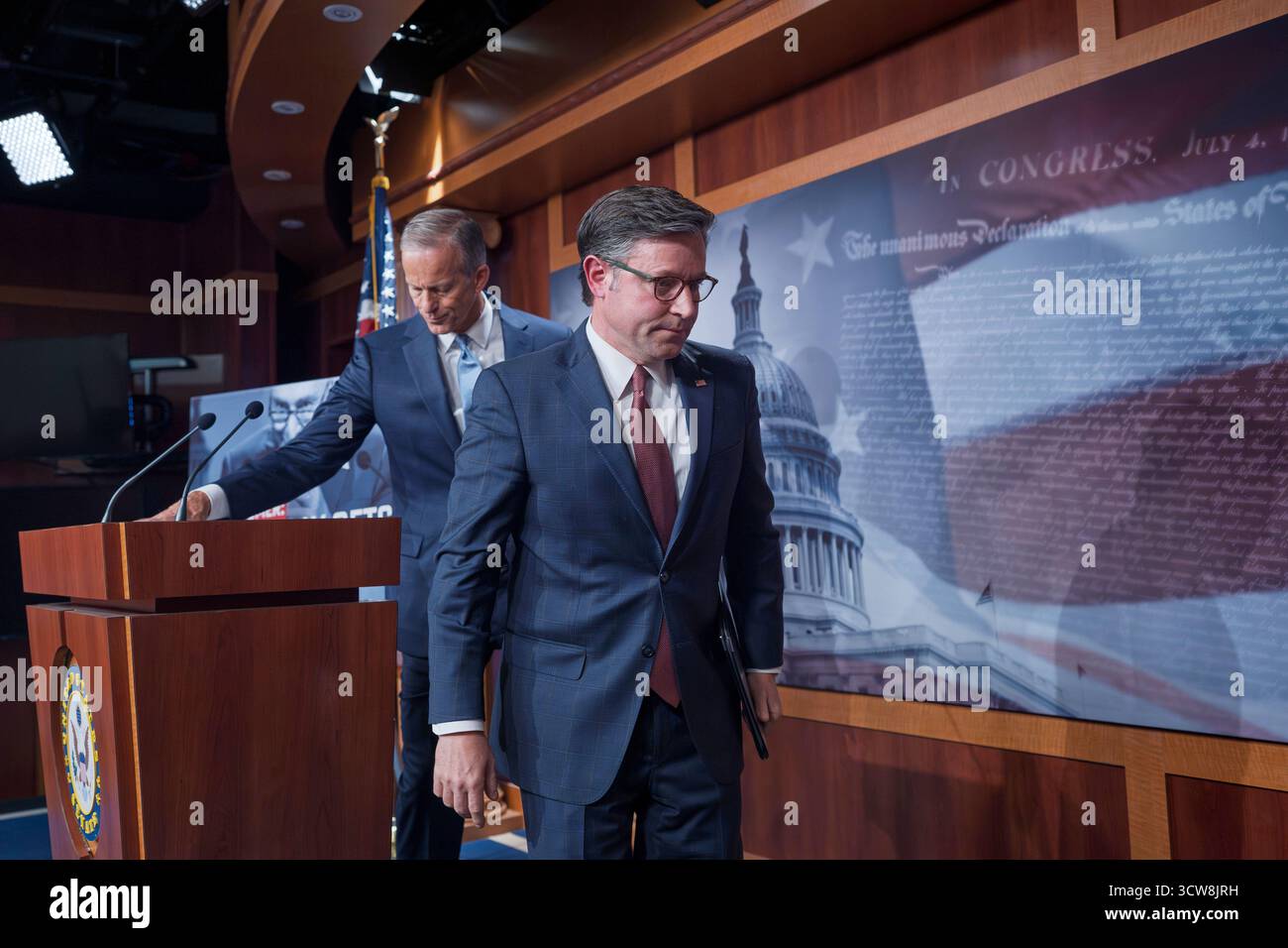 Senate Majority Leader John Thune, R-S.D., left, and Speaker of the ...