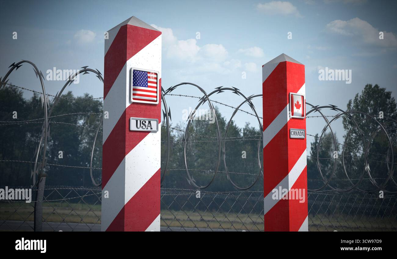Canada usa border line hi-res stock photography and images - Alamy