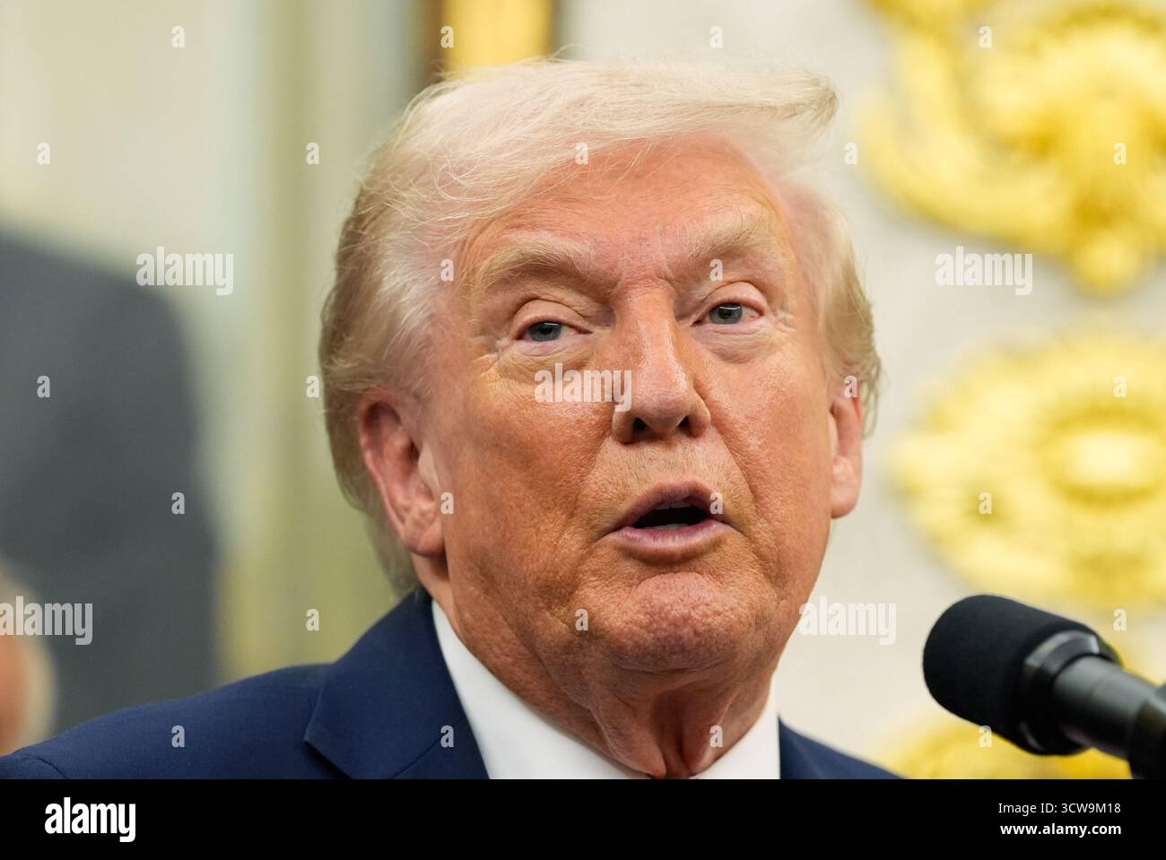 President Donald Trump speaks in the Oval Office of the White House ...