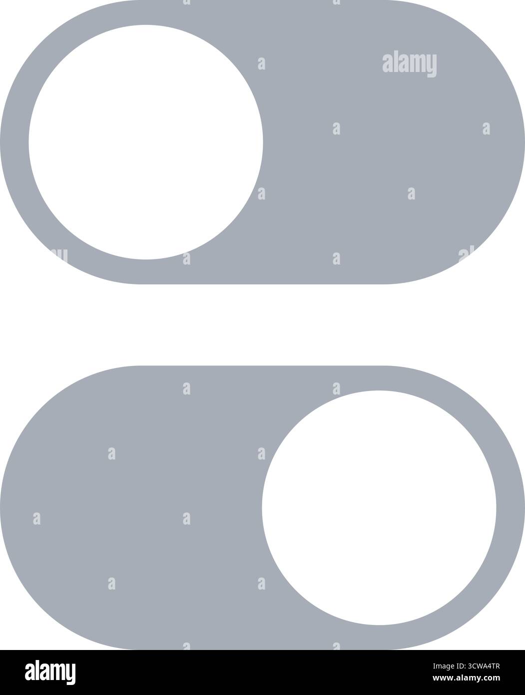 Minimal flat design toggle button showing OFF and ON states in gray ...