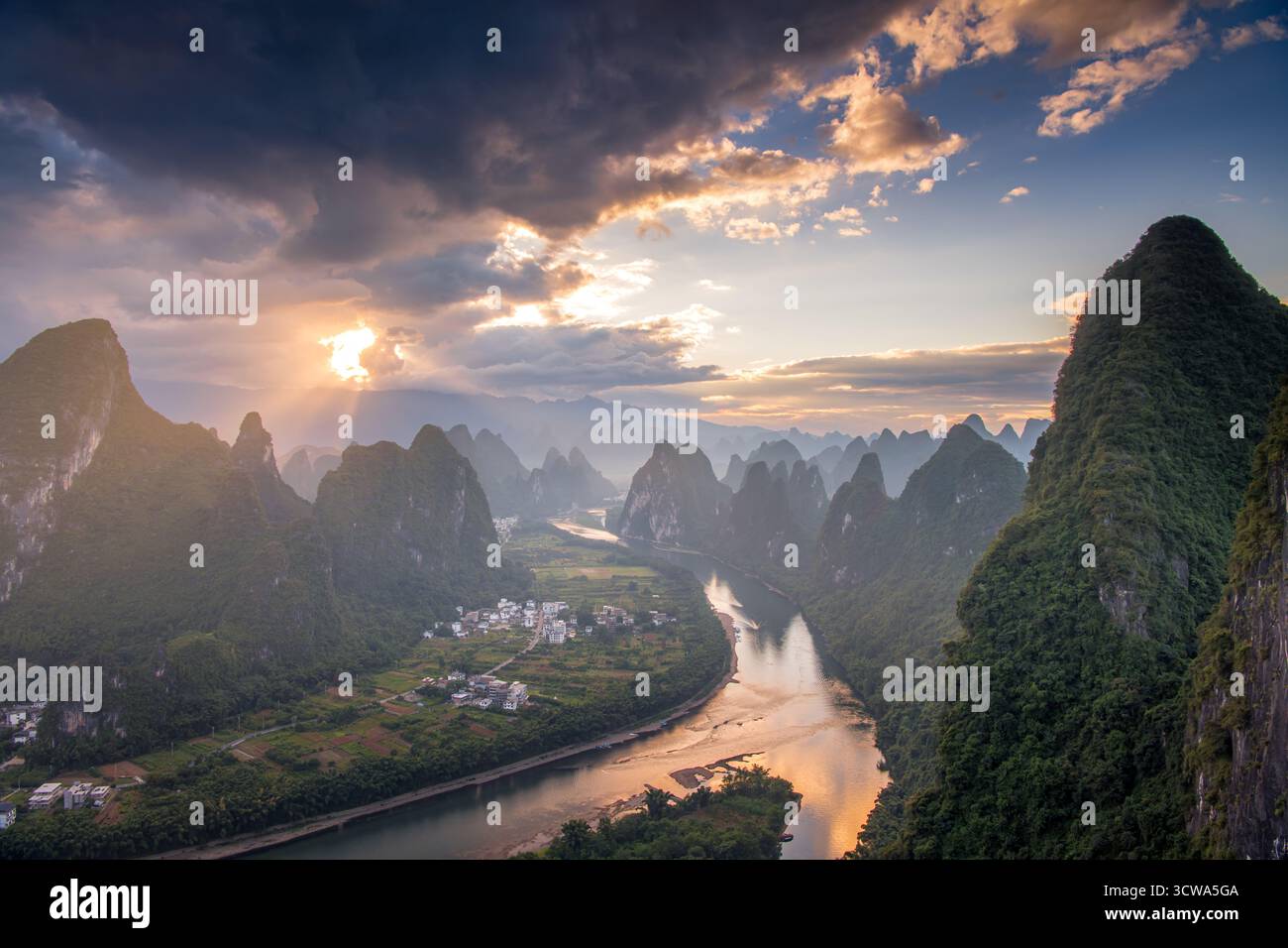 Sunrise Landscape Of Guilin Li River And Karst Mountains Called sunrise-landscape-of-guilin-li-river-and-karst-mountains-called