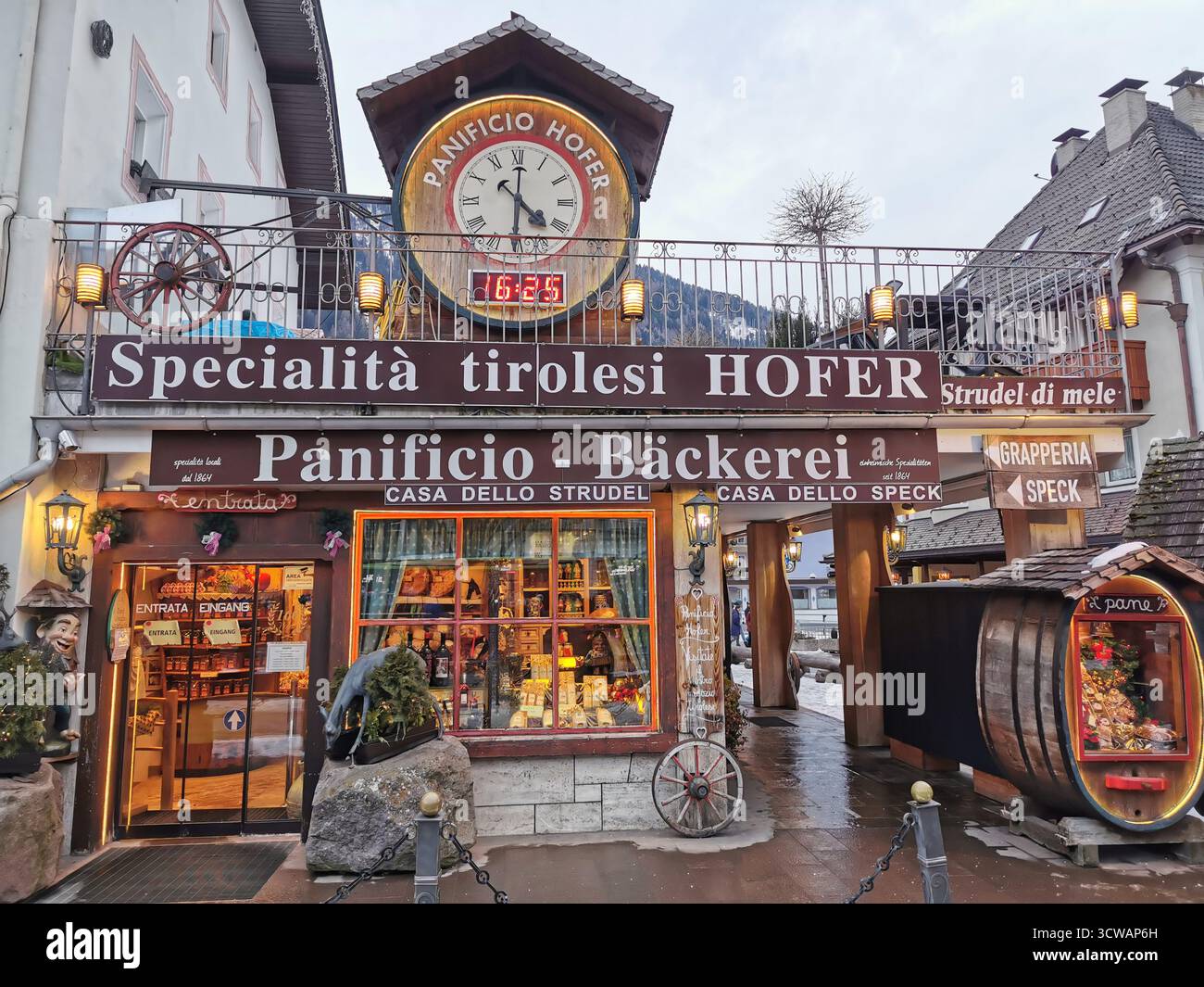 Historic Alpine buildings in Ortisei (Urtijëi), Val Gardena, Dolomites—South Tyrol’s scenic gem for skiing and hiking. Part of the Sellaronda. - Smartphone Captured Stock Image