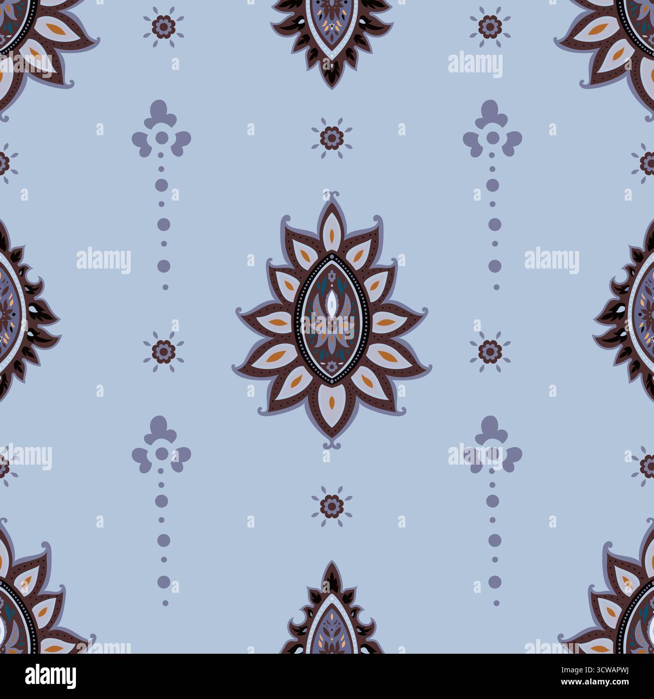 Lilac Blue Mandala Lotus Damask Stock Vector