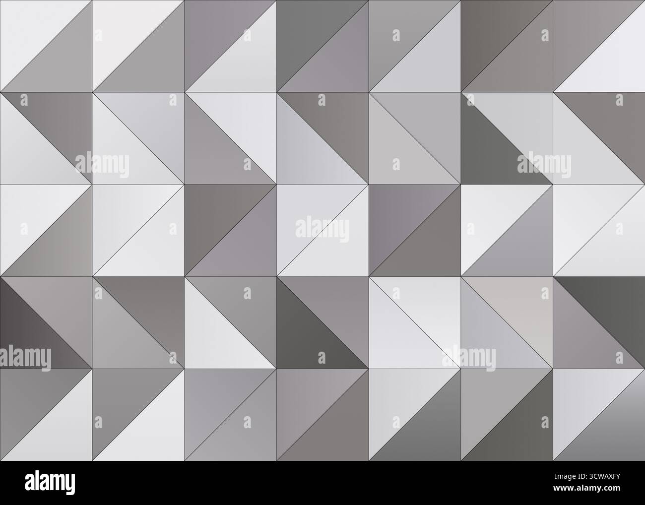Abstract white and gray triangular shape seamless pattern. High resolution full frame modern geometric triangle background in black&white, copy space. Stock Photo
