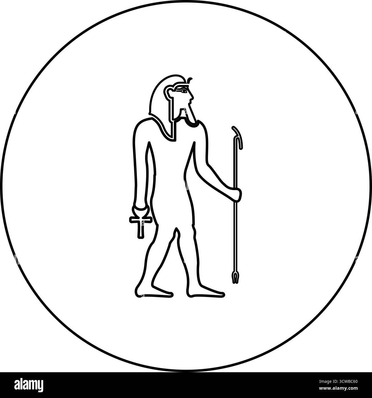Pharaoh Egypt Tutankhamen King Tut icon in circle round black color ...