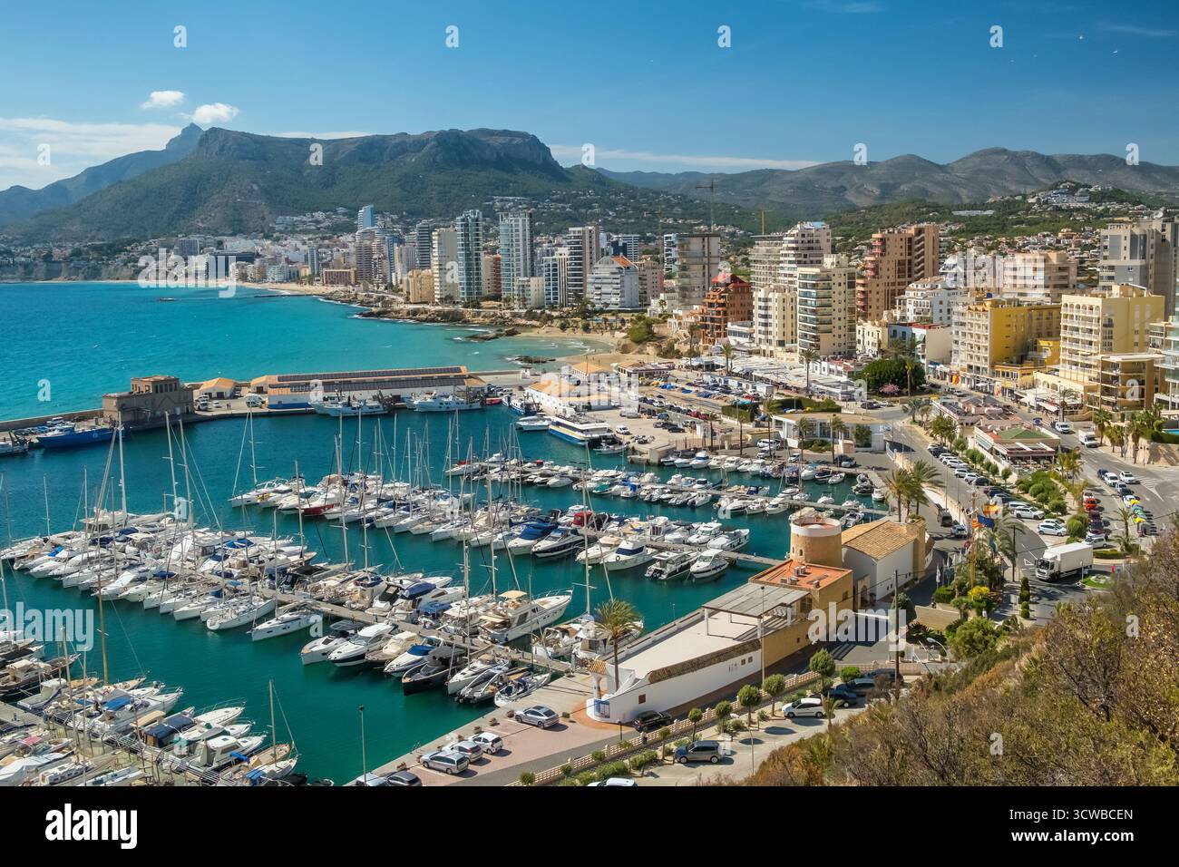 Cityscape of Calp town, province of Alicante, Spain. Stock Photo