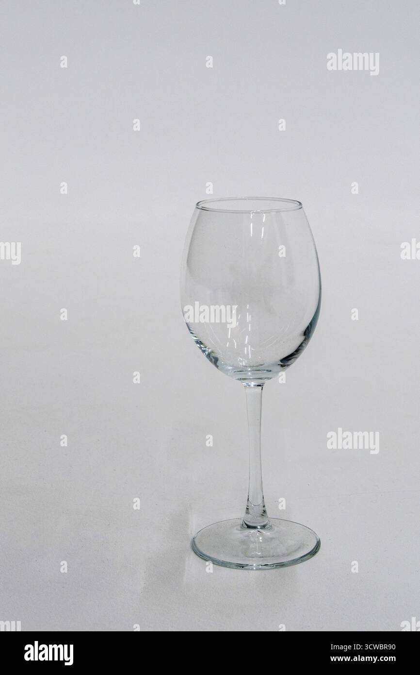 Empty glass wine goblet isolated on white background Stock Photo