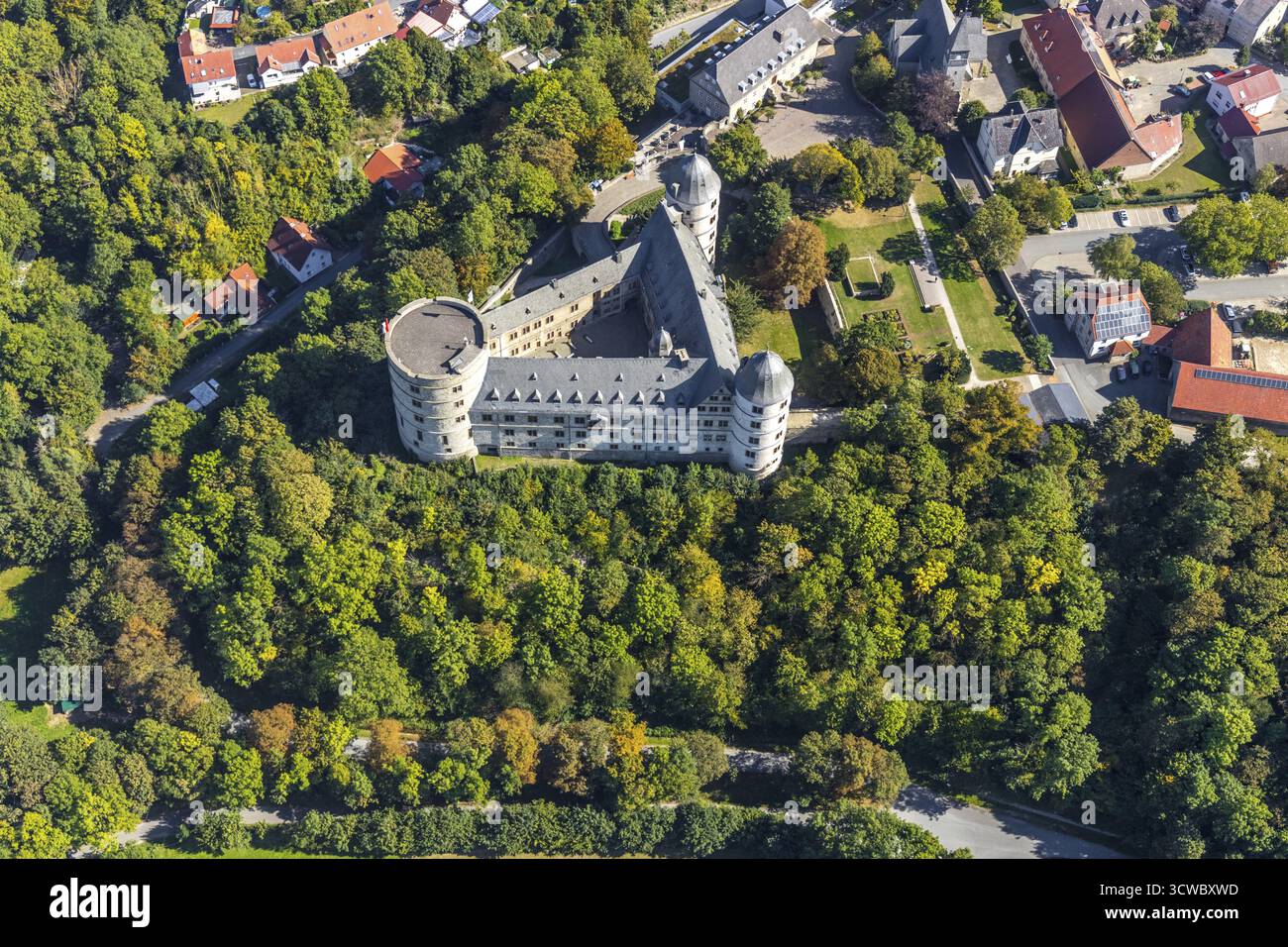 Aerial photograph, Three-sided Wewelsburg, Renaissance castle, Bueren ...