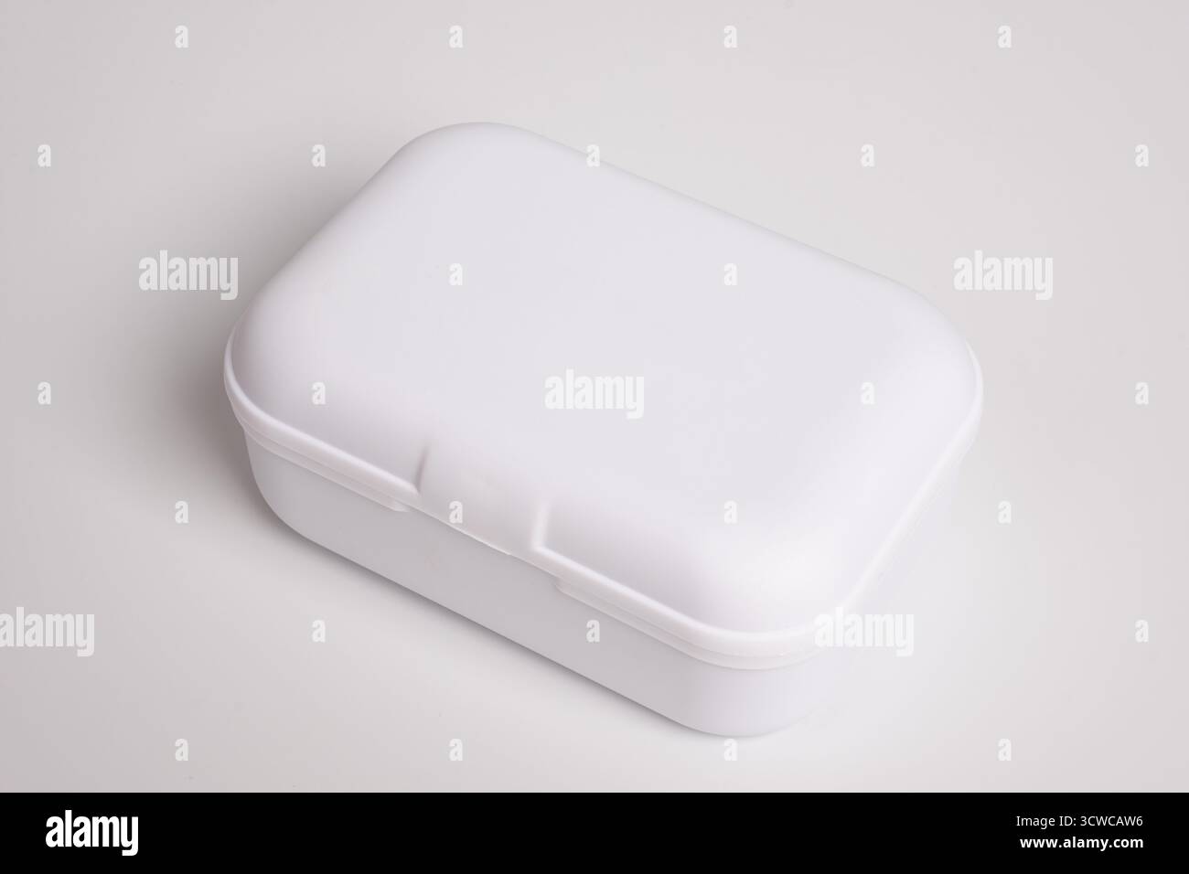White small plastic box isolated on white background Stock Photo