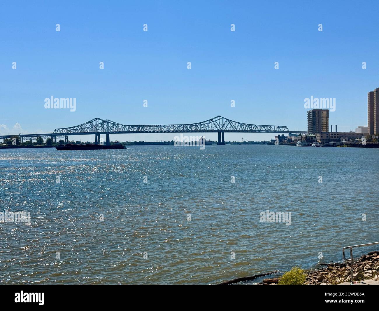 Crescent City Connection Bridge over the Mississippi River in New Orleans - Smartphone Captured Stock Image