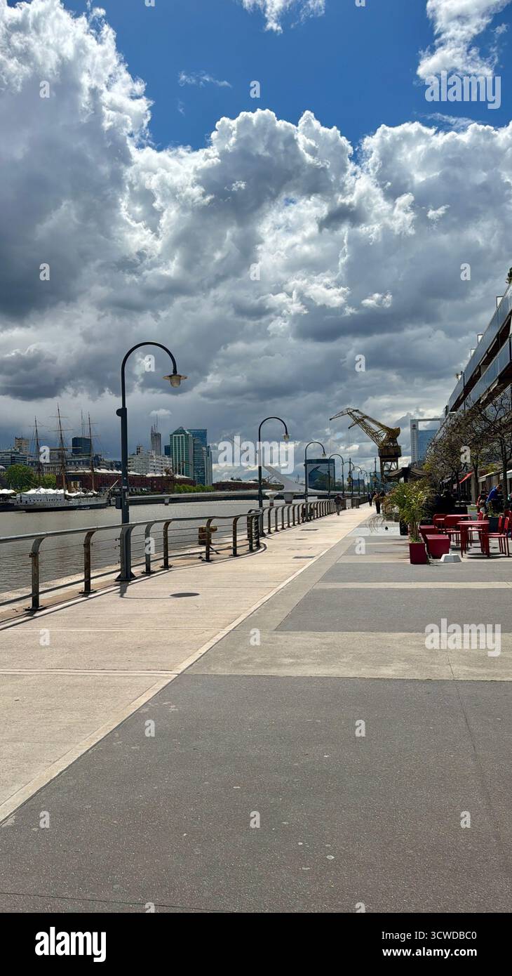 Waterfront promenade in Puerto Madero, Buenos Aires - Smartphone Captured Stock Image