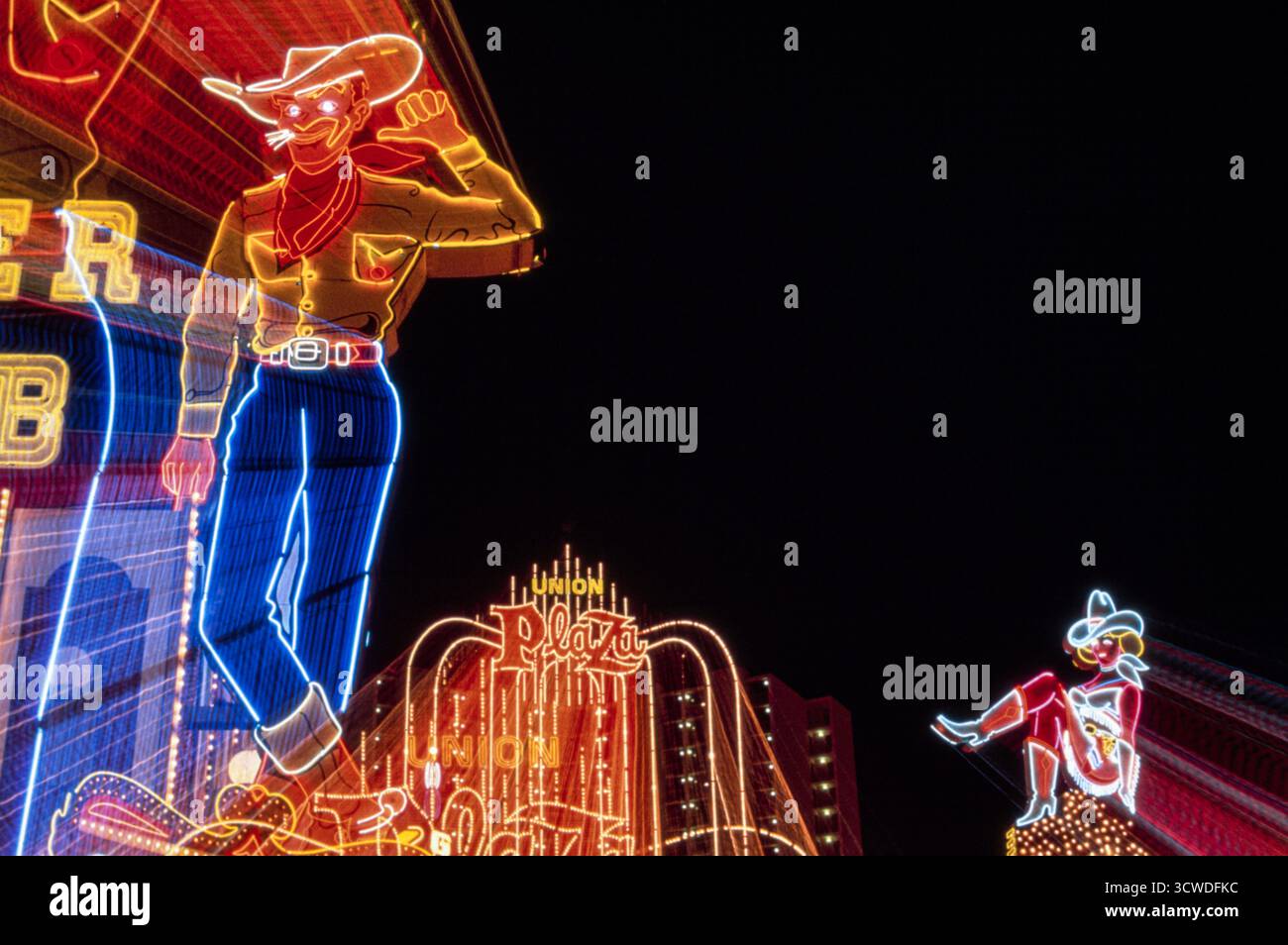 Vegas Vic & Vegas Vicky, neon icons above the old Fremont Street, in ...