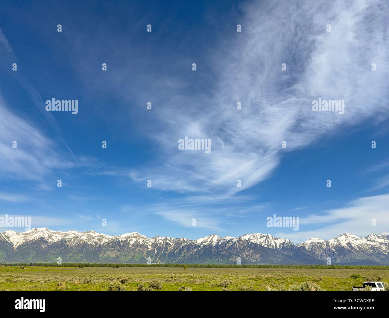 Jackson, Wyoming, USA - 28 may 2025: Scenic landsc ape view of the stunning landscape of snow-capped mountains in the Grand Teton National Park - Smartphone Captured Stock Image