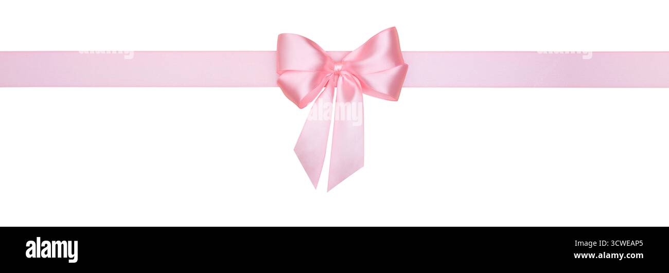 Pink Bow and Ribbon Isolated on White Background, Clipping Path ...