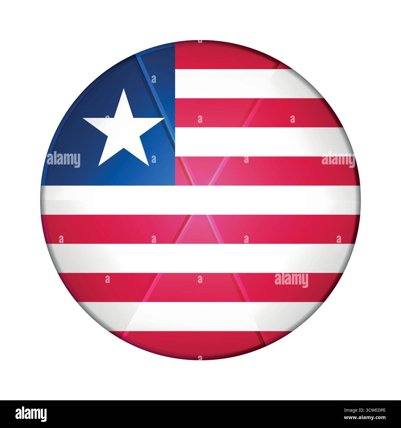 Glass light ball with flag of Liberia. Round sphere, template icon ...