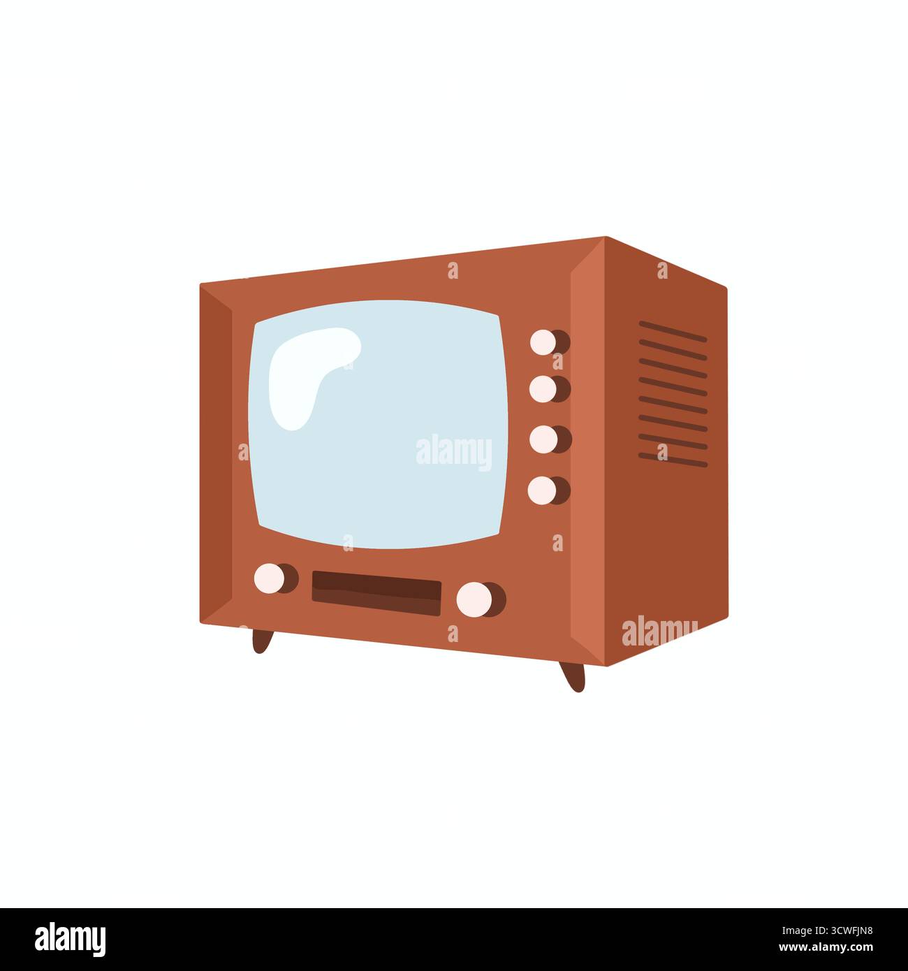 old tv set flat cartoon illustration isolated Stock Photo - Alamy