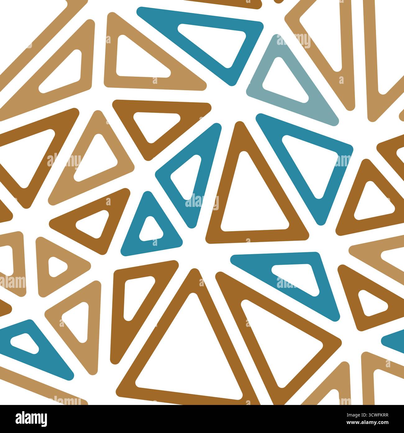 Geometric template background. Big triangles size. Multiple colors style. Rounded triangular cells outlined. Repeatable pattern. Contrasting Sands. Stock Vector