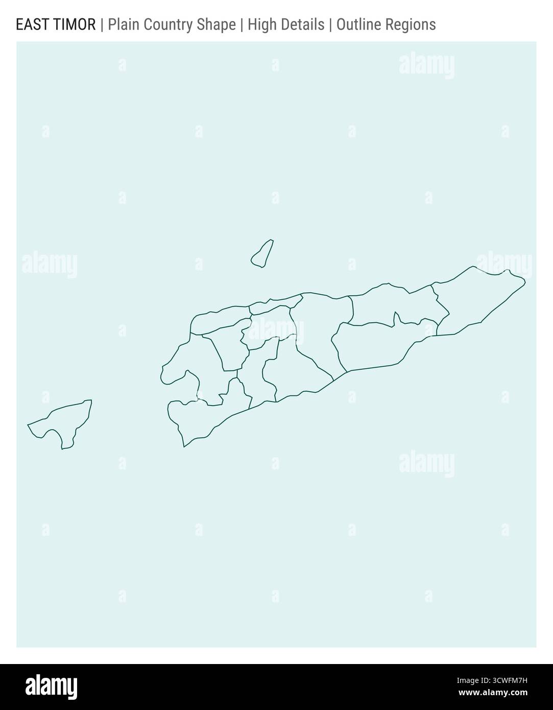 Timor-Leste plain country map, featuring high-detail outline regions ...