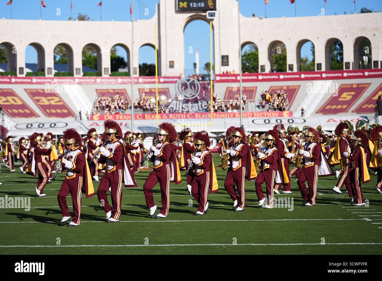The Southern California marching band performs before an NCAA college ...