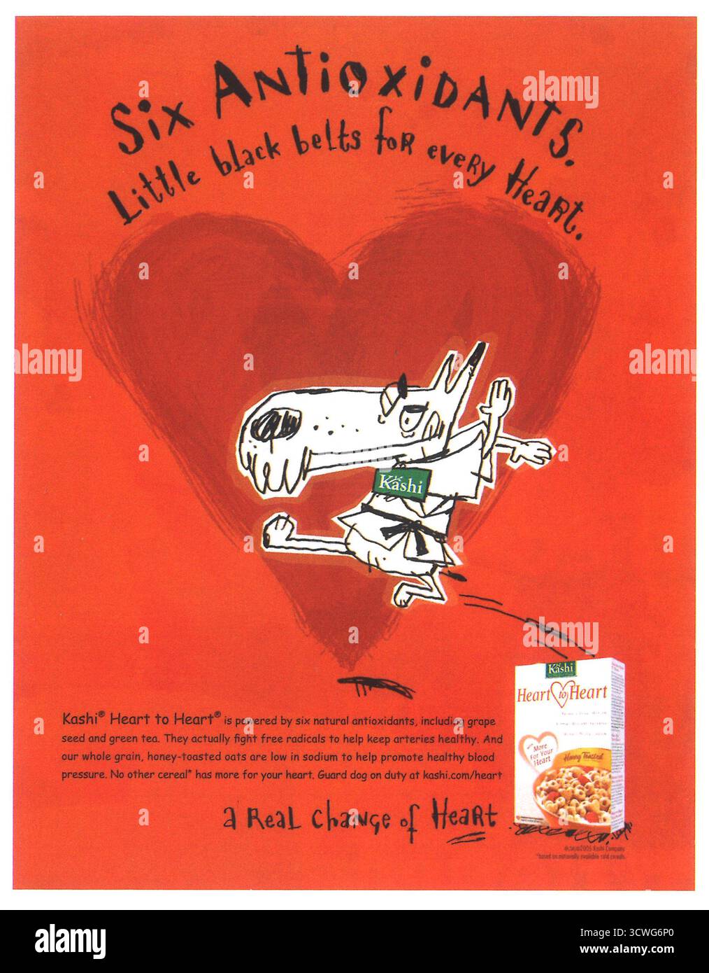 2005 Kashi Heart To Heart Organic Honey Toasted Oat Cereal ad, "Six antioxidants" Stock Photo