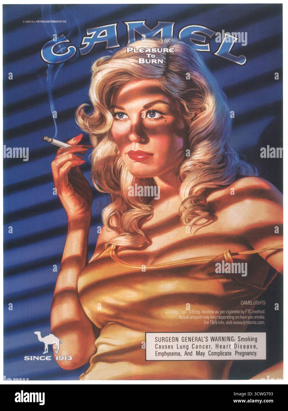 2005 Camel lights cigarettes ad, "Pleasure to burn" Stock Photo