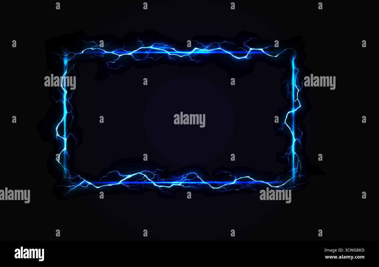 Abstract electric neon frame glowing with vibrant blue light. Dynamic ...
