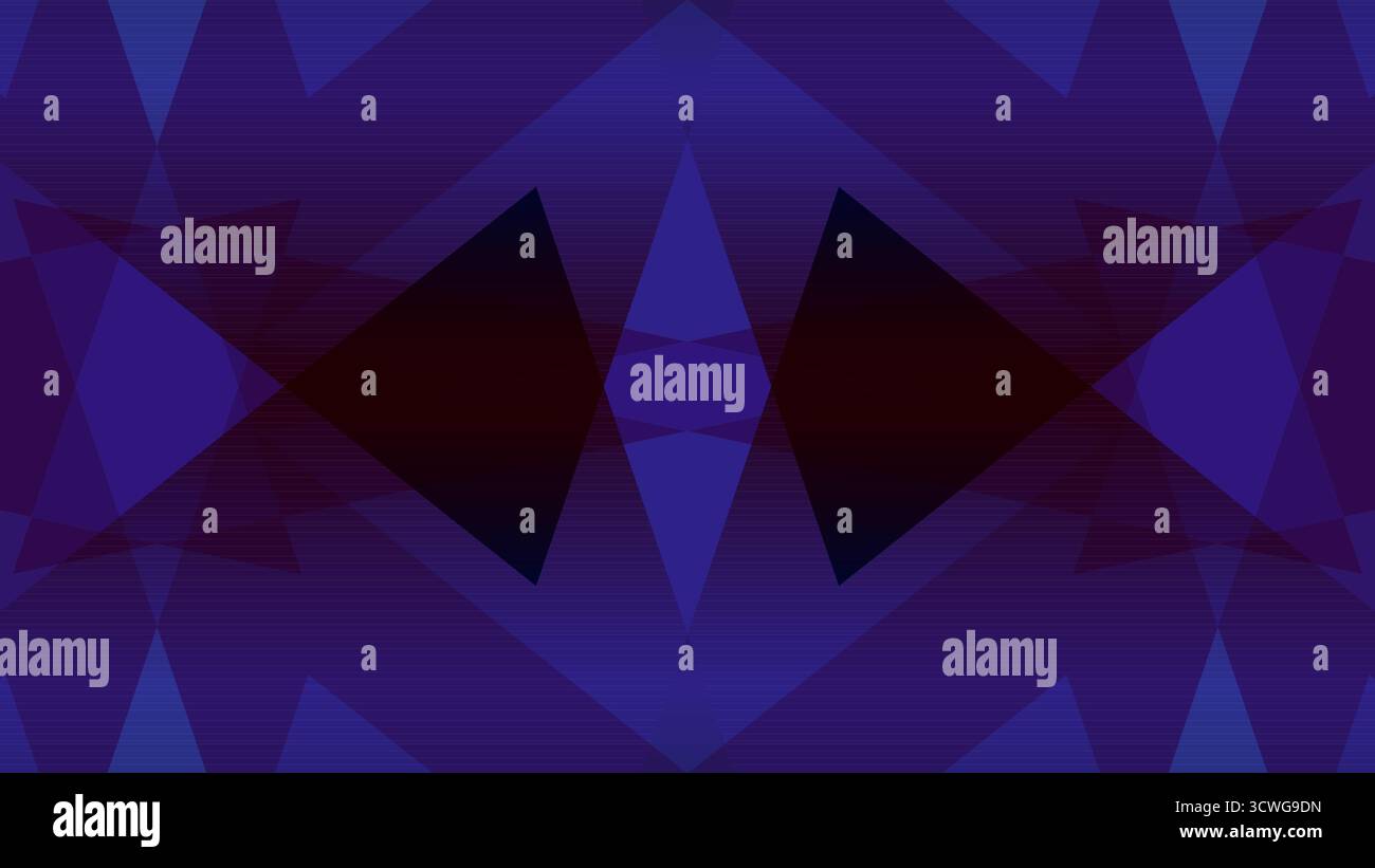 Dark abstract blue and purple symmetrical geometric pattern background Stock Vector