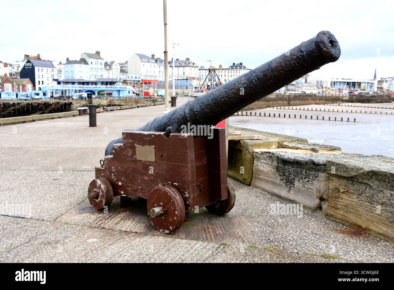 old cannon in bridlington harbour, uk Stock Photo