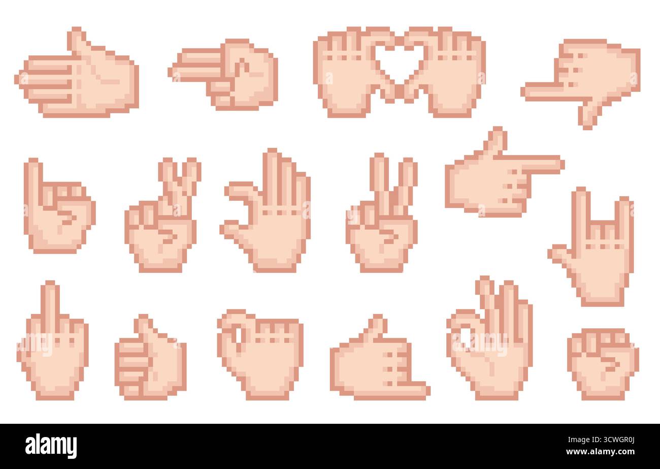 Hand pixel art hi-res stock photography and images - Alamy