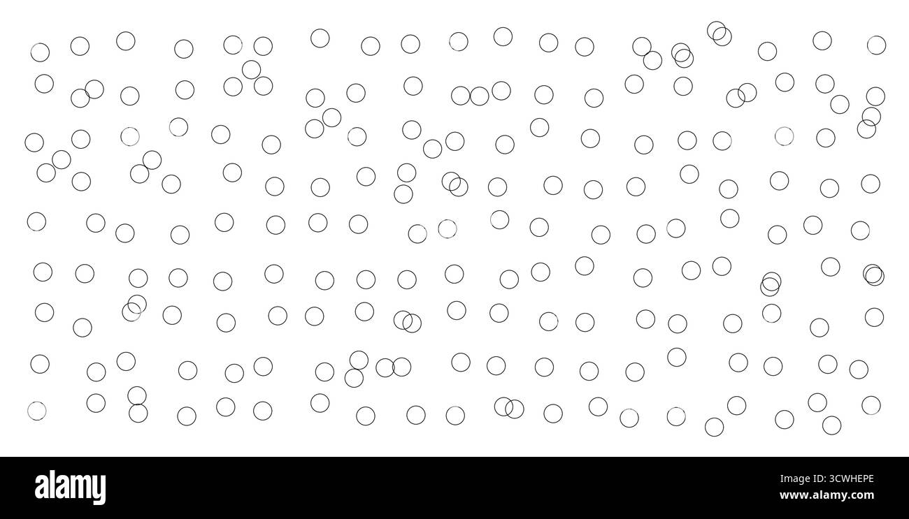 Geometric seamless pattern of thin interlaced rings arranged randomly on a clean white background perfect for modern design projects or abstract backgrounds isolated vector illustration. Stock Vector