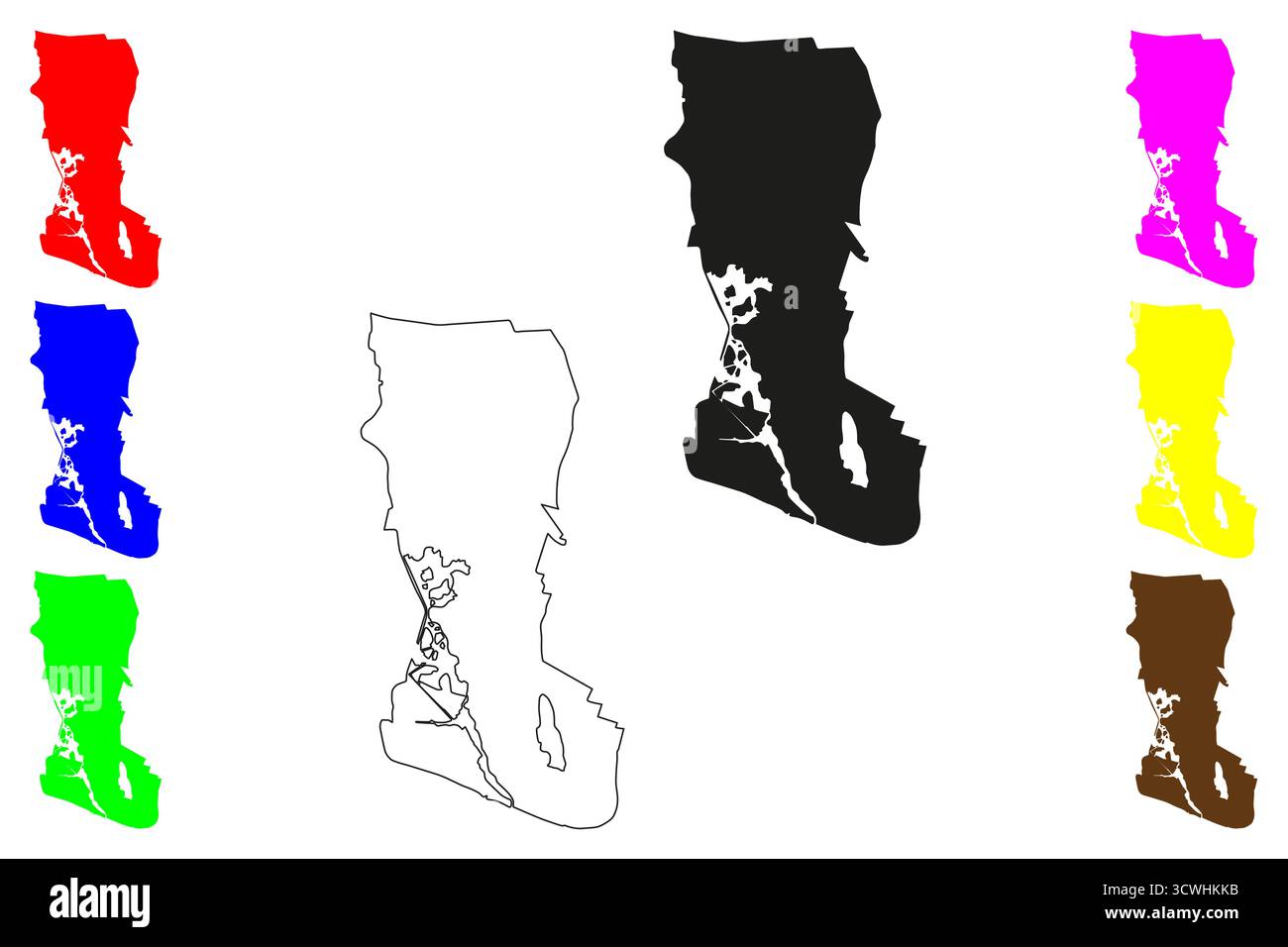 thumbnail image 2 of 2-Pack Tamaulipas Mexico Outline Map Stickers / Decals – 20 Colors To Choose From 2 of 5