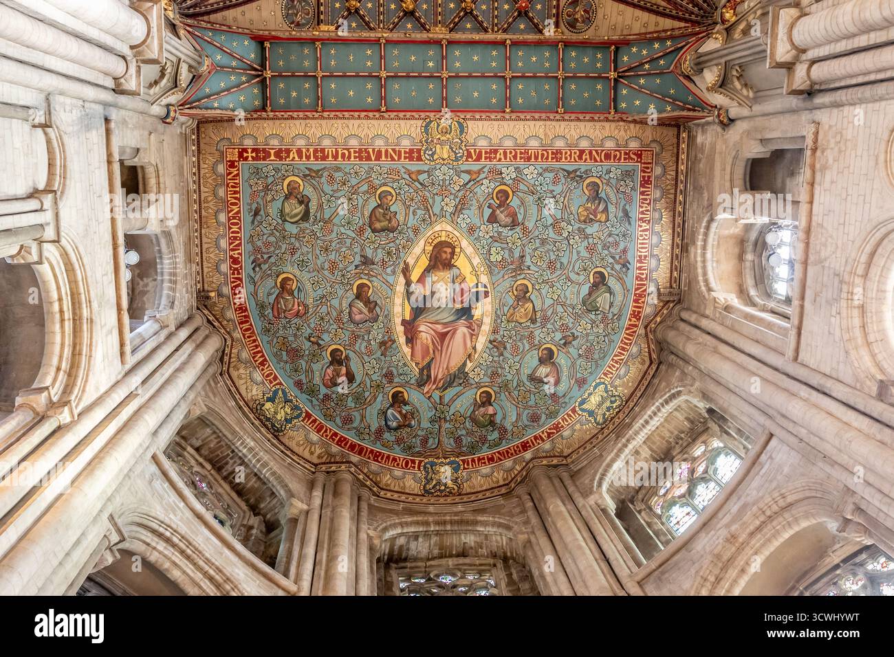 Painting of Jesus Christ and his apostles on the ceiling of the apse ...