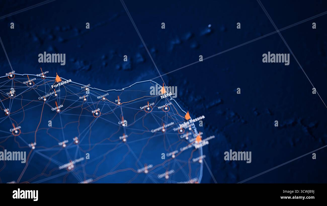 Visual Map Data Natal map big data visualization. Futuristic map infographic of city in ...