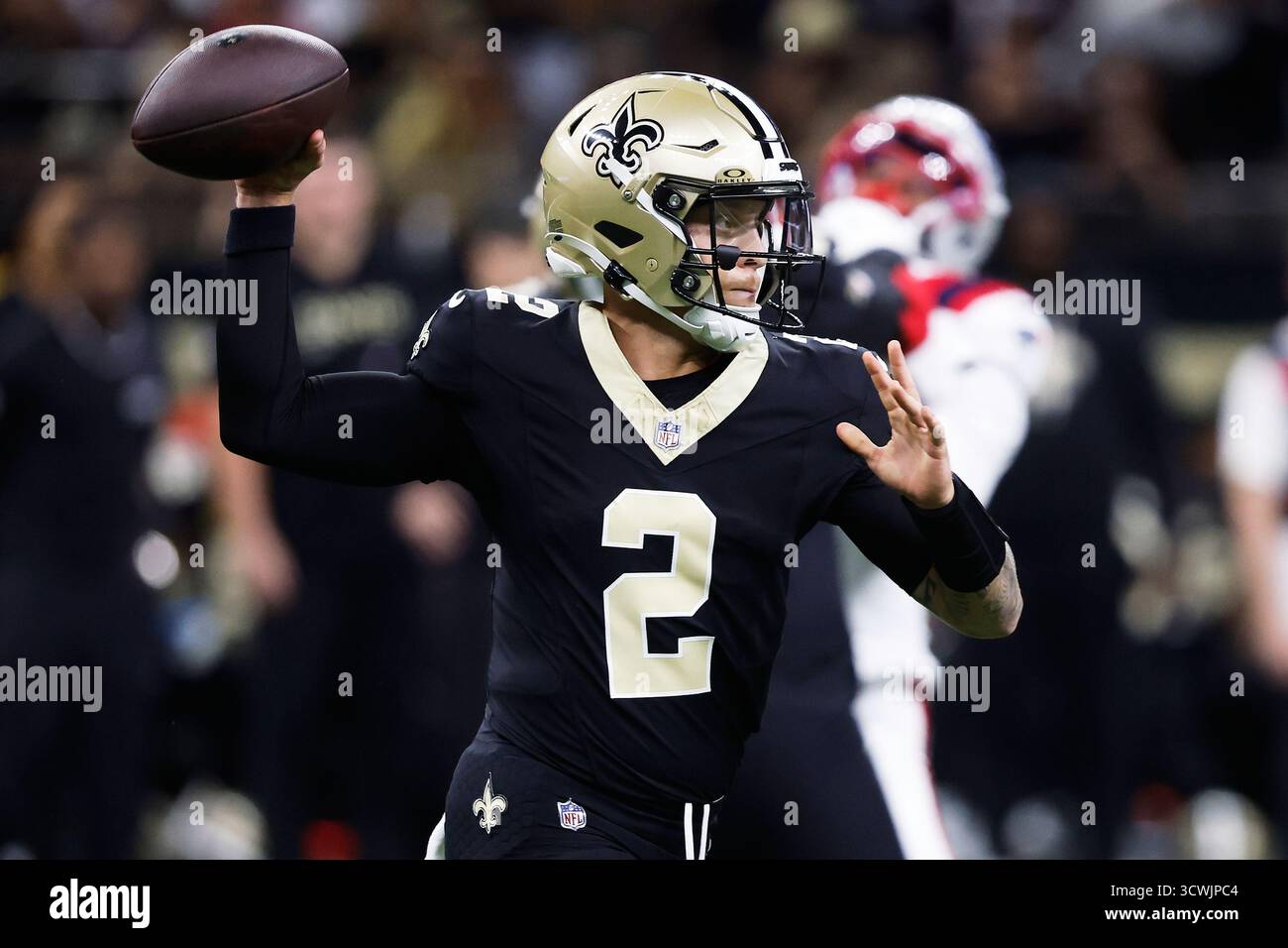New Orleans Saints quarterback Spencer Rattler throws during the first ...