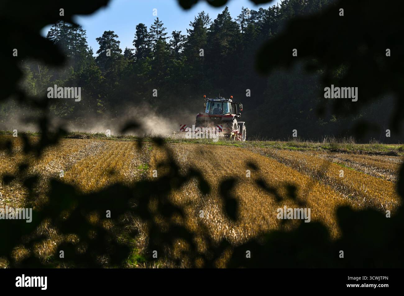 Tractor harrowing field sunrise hi-res stock photography and images - Alamy