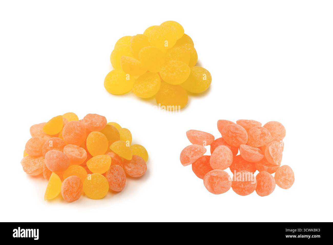 Bright citrus lollipops isolated on a white background. Stock Photo